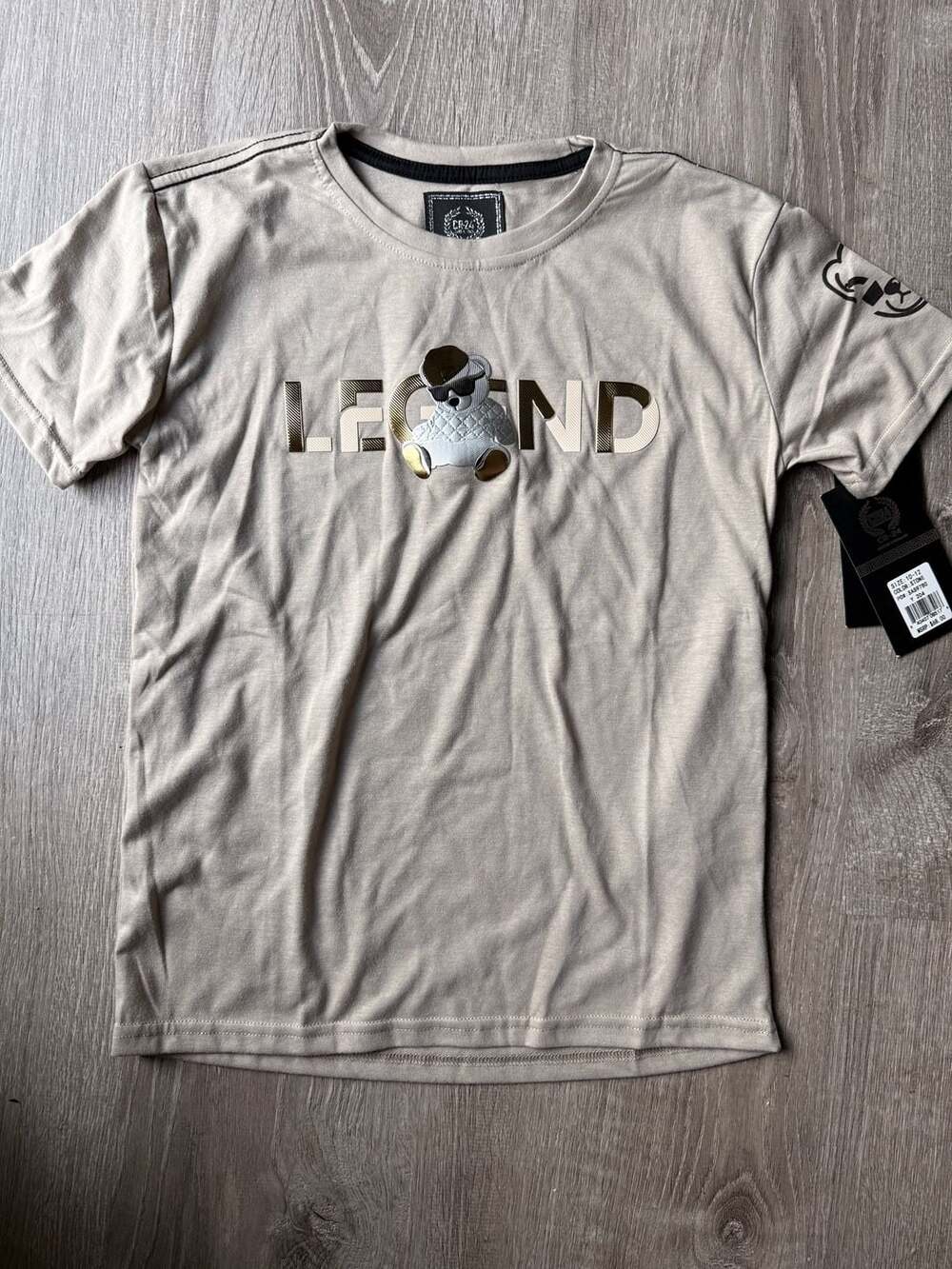 CR-24 Bordo Cromato Boys Legend Bear Graphic T-Shirt Stone Size 10-12